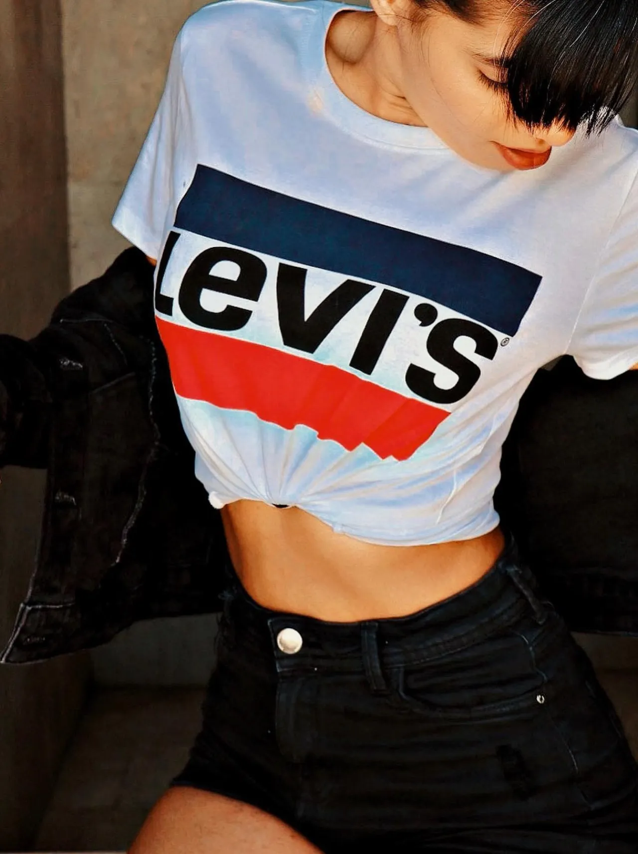 Monika in a Levi's tee